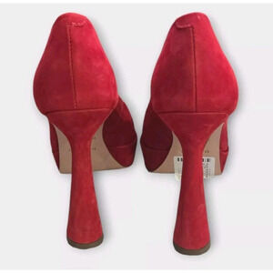 Anthropologie Maeve Platform Pumps Women's 6.5 Red Suede Made in Brazil